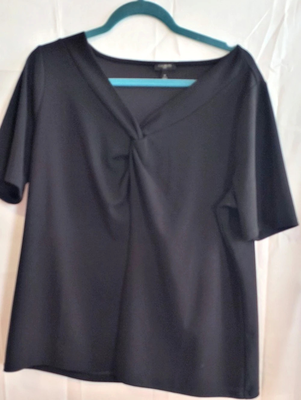 Talbots Plus Size Twist Front Top Black 1X